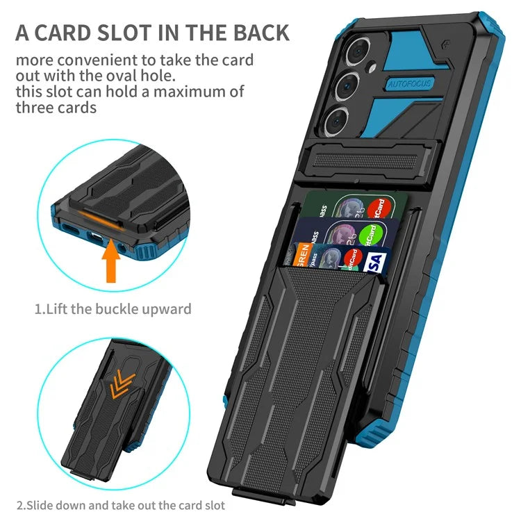 For Samsung Galaxy A05s 4G Case PC+TPU Anti-fingerprint Phone Protector with Detachable Card Holder