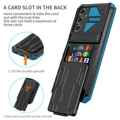 For Samsung Galaxy A05s 4G Case PC+TPU Anti-fingerprint Phone Protector with Detachable Card Holder