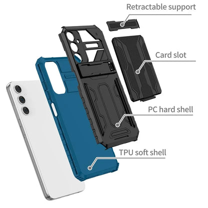 For Samsung Galaxy A05s 4G Case PC+TPU Anti-fingerprint Phone Protector with Detachable Card Holder