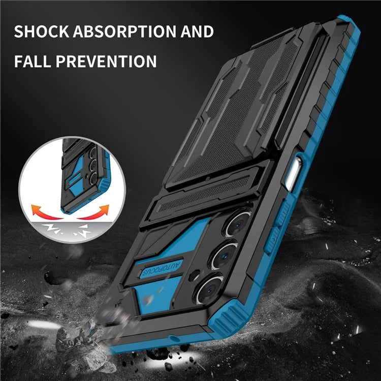 For Samsung Galaxy A05s 4G Case PC+TPU Anti-fingerprint Phone Protector with Detachable Card Holder