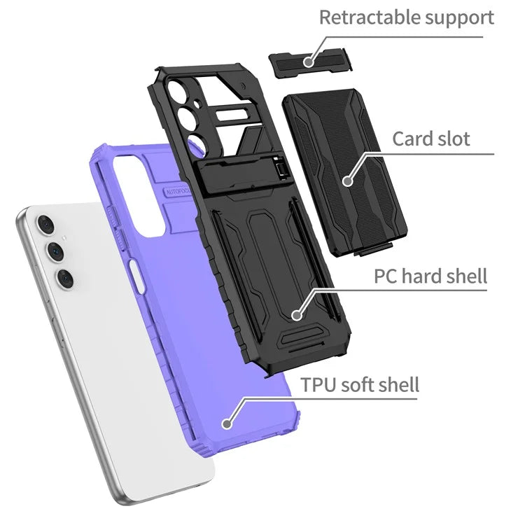 For Samsung Galaxy A05s 4G Case PC+TPU Anti-fingerprint Phone Protector with Detachable Card Holder