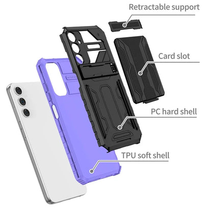 For Samsung Galaxy A05s 4G Case PC+TPU Anti-fingerprint Phone Protector with Detachable Card Holder