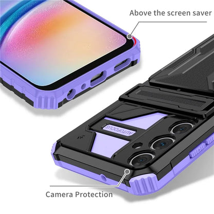 For Samsung Galaxy A05s 4G Case PC+TPU Anti-fingerprint Phone Protector with Detachable Card Holder