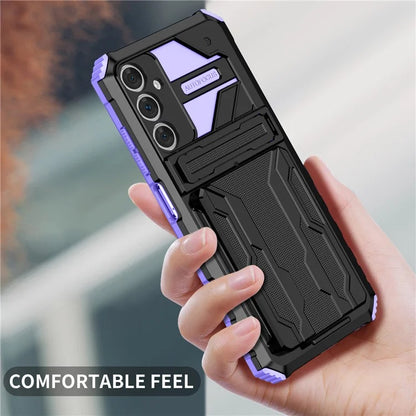 For Samsung Galaxy A05s 4G Case PC+TPU Anti-fingerprint Phone Protector with Detachable Card Holder