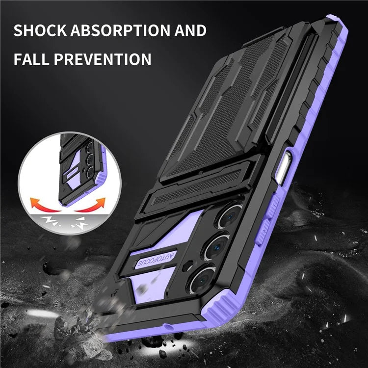 For Samsung Galaxy A05s 4G Case PC+TPU Anti-fingerprint Phone Protector with Detachable Card Holder