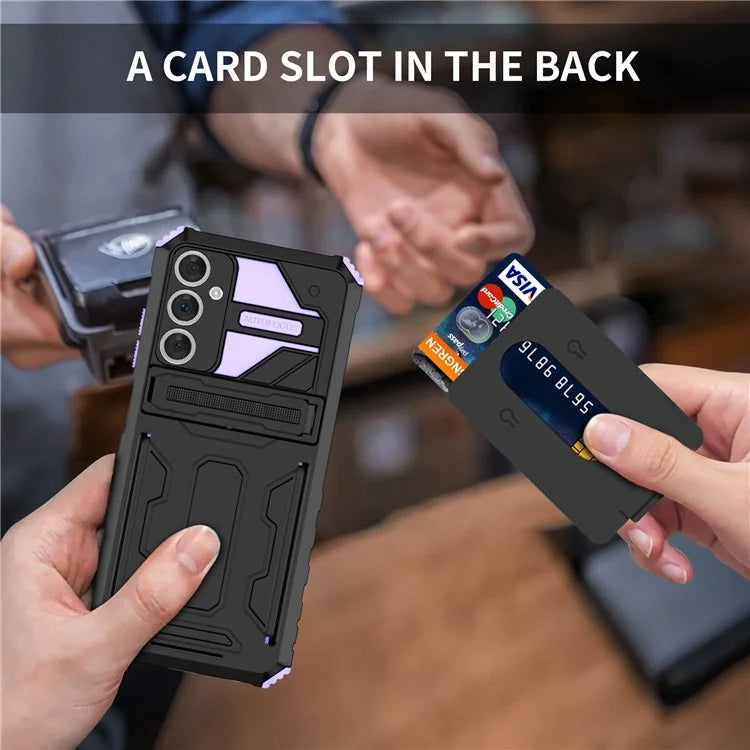 For Samsung Galaxy A05s 4G Case PC+TPU Anti-fingerprint Phone Protector with Detachable Card Holder