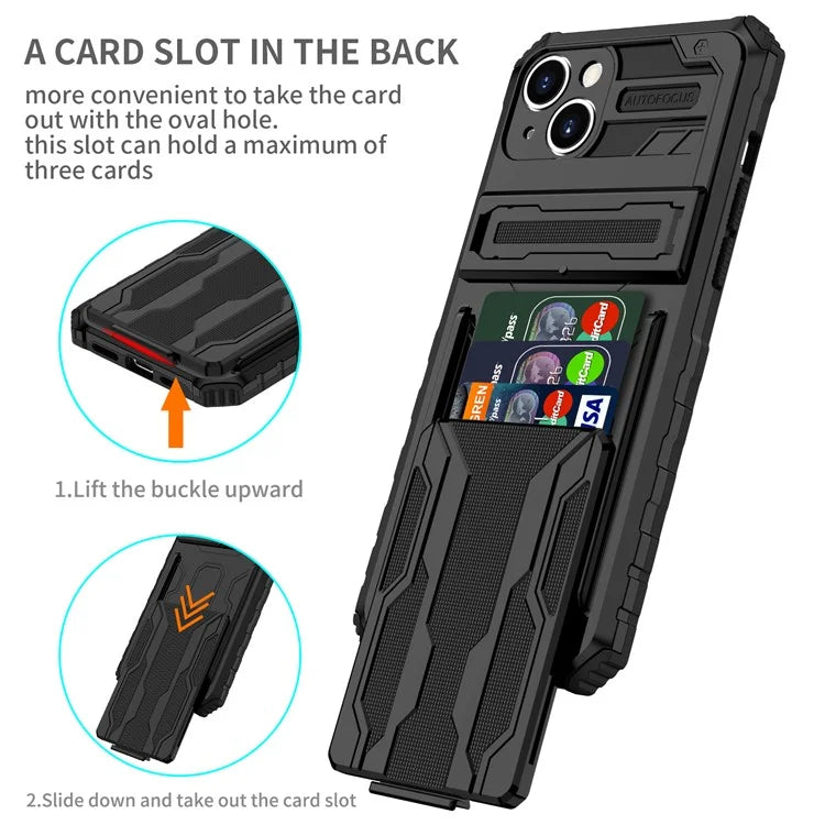 For iPhone 15 Case Anti-scratch PC+TPU Cellphone Shell Cover with Kickstand