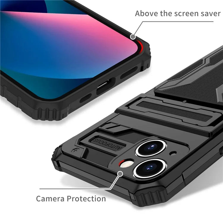 For iPhone 15 Case Anti-scratch PC+TPU Cellphone Shell Cover with Kickstand