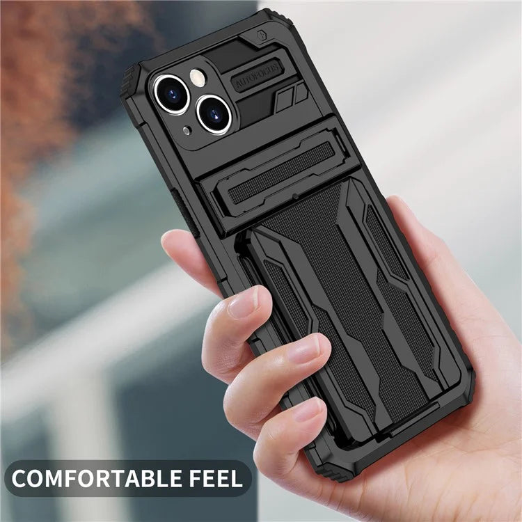 For iPhone 15 Case Anti-scratch PC+TPU Cellphone Shell Cover with Kickstand
