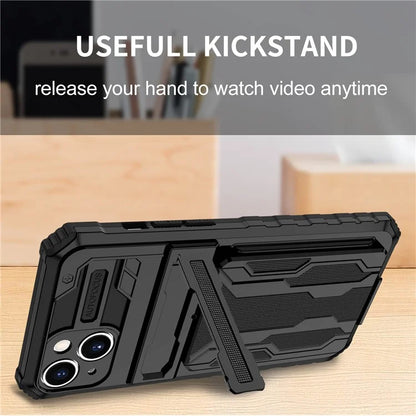 For iPhone 15 Case Anti-scratch PC+TPU Cellphone Shell Cover with Kickstand