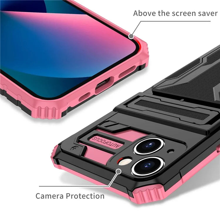 For iPhone 15 Case Anti-scratch PC+TPU Cellphone Shell Cover with Kickstand