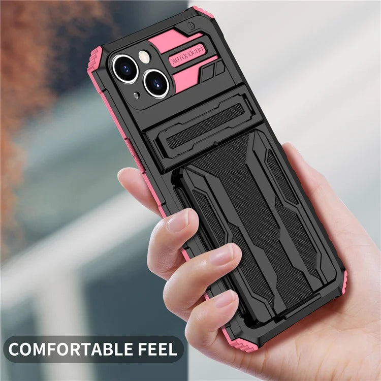 For iPhone 15 Case Anti-scratch PC+TPU Cellphone Shell Cover with Kickstand