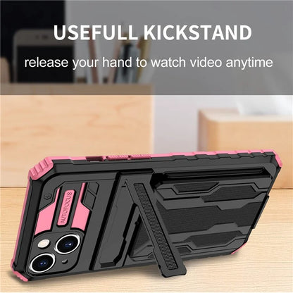 For iPhone 15 Case Anti-scratch PC+TPU Cellphone Shell Cover with Kickstand