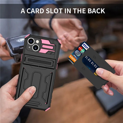 For iPhone 15 Case Anti-scratch PC+TPU Cellphone Shell Cover with Kickstand