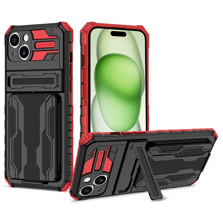 For iPhone 15 Case Anti-scratch PC+TPU Cellphone Shell Cover with Kickstand