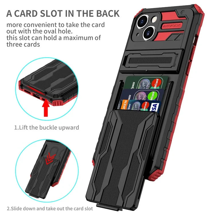 For iPhone 15 Case Anti-scratch PC+TPU Cellphone Shell Cover with Kickstand