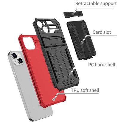 For iPhone 15 Case Anti-scratch PC+TPU Cellphone Shell Cover with Kickstand