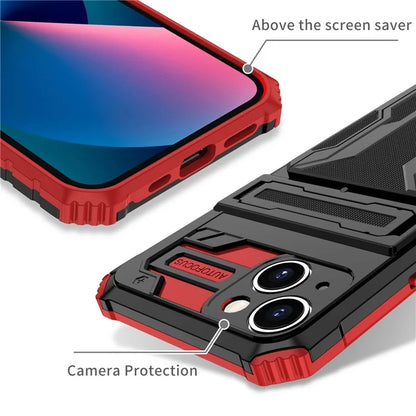 For iPhone 15 Case Anti-scratch PC+TPU Cellphone Shell Cover with Kickstand
