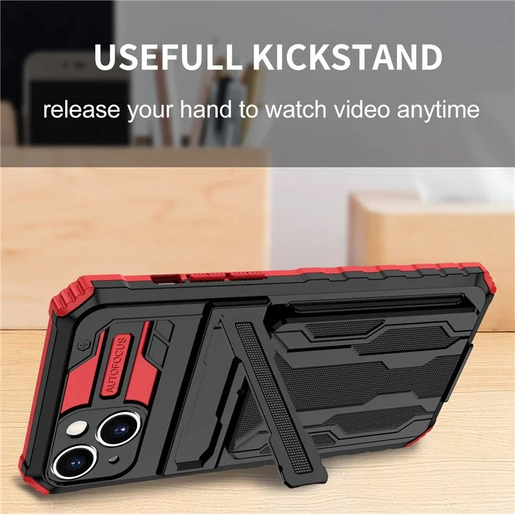 For iPhone 15 Case Anti-scratch PC+TPU Cellphone Shell Cover with Kickstand