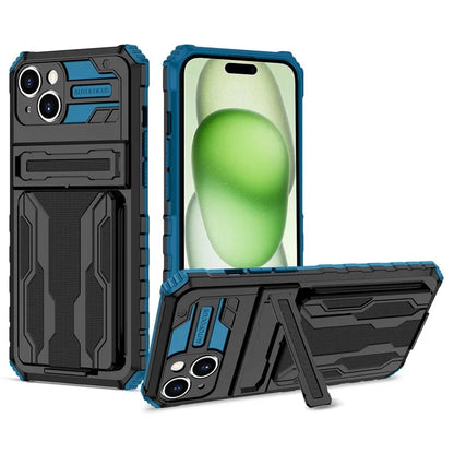 For iPhone 15 Case Anti-scratch PC+TPU Cellphone Shell Cover with Kickstand