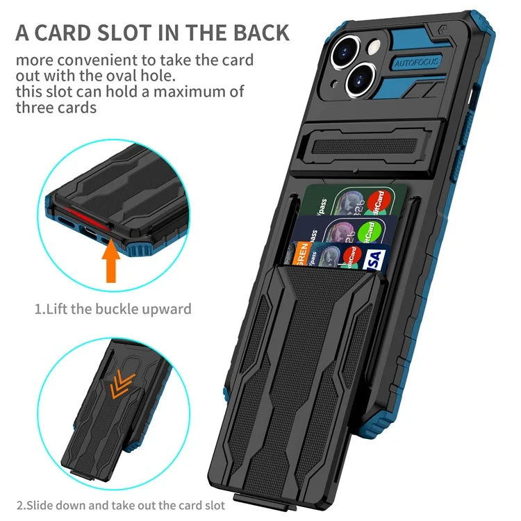 For iPhone 15 Case Anti-scratch PC+TPU Cellphone Shell Cover with Kickstand