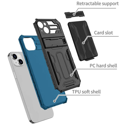For iPhone 15 Case Anti-scratch PC+TPU Cellphone Shell Cover with Kickstand