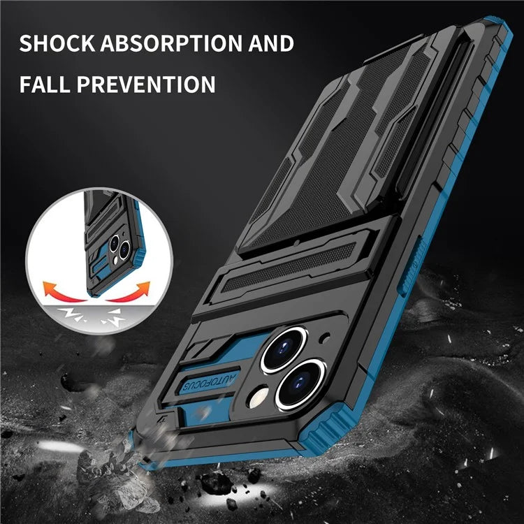 For iPhone 15 Case Anti-scratch PC+TPU Cellphone Shell Cover with Kickstand
