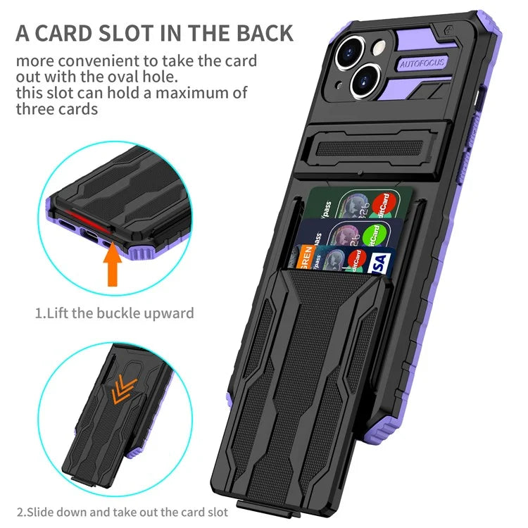 For iPhone 15 Case Anti-scratch PC+TPU Cellphone Shell Cover with Kickstand