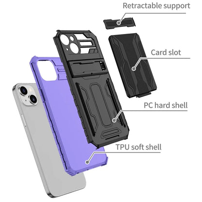 For iPhone 15 Case Anti-scratch PC+TPU Cellphone Shell Cover with Kickstand