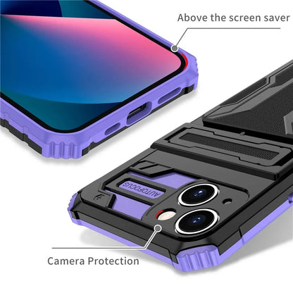 For iPhone 15 Case Anti-scratch PC+TPU Cellphone Shell Cover with Kickstand