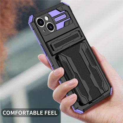 For iPhone 15 Case Anti-scratch PC+TPU Cellphone Shell Cover with Kickstand