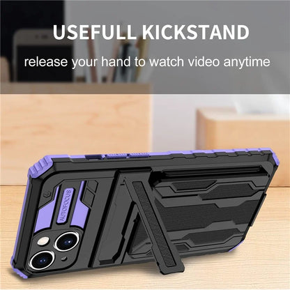 For iPhone 15 Case Anti-scratch PC+TPU Cellphone Shell Cover with Kickstand