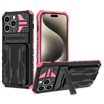 For iPhone 15 Pro Case Shockproof PC+TPU Detachable Card Holder Phone Cover