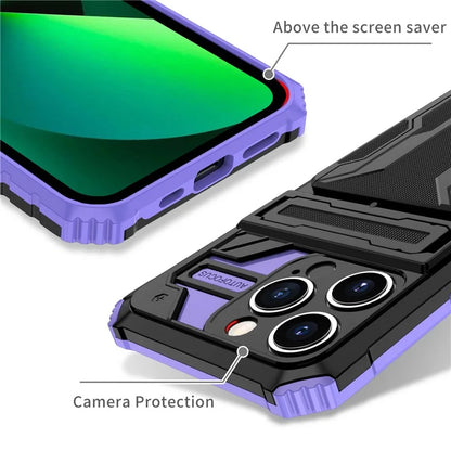 For iPhone 15 Pro Case Shockproof PC+TPU Detachable Card Holder Phone Cover