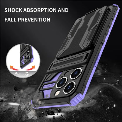 For iPhone 15 Pro Case Shockproof PC+TPU Detachable Card Holder Phone Cover