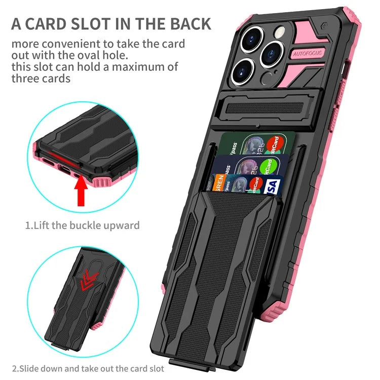 For iPhone 15 Pro Max Case Anti-scratch PC+TPU Mobile Phone Protector with Card Slot