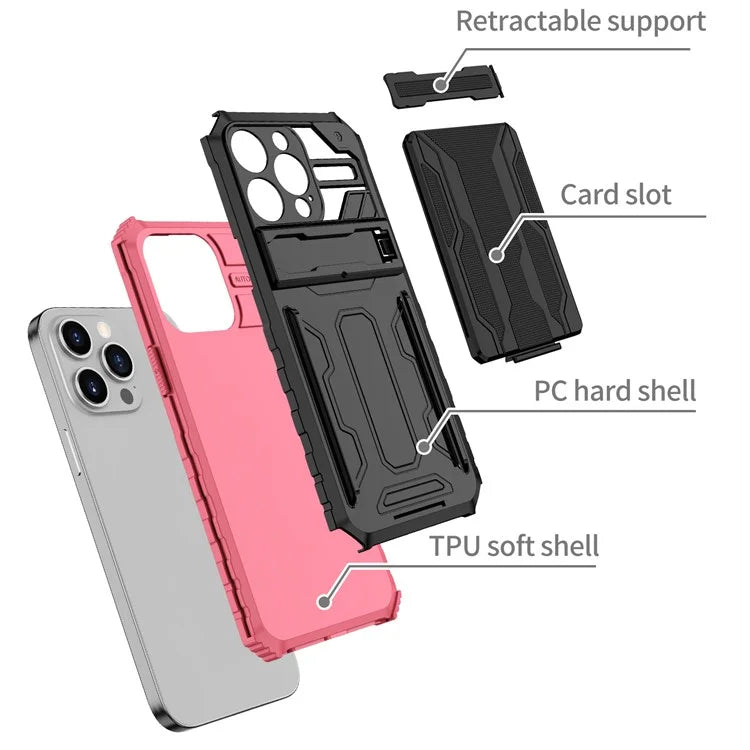 For iPhone 15 Pro Max Case Anti-scratch PC+TPU Mobile Phone Protector with Card Slot