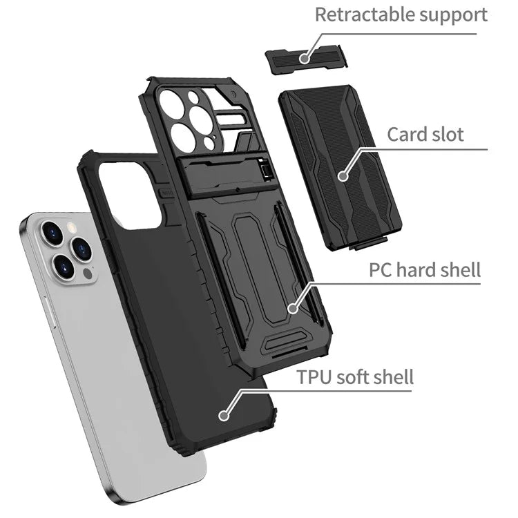 For iPhone 15 Pro Max Case Anti-scratch PC+TPU Mobile Phone Protector with Card Slot