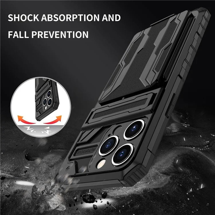 For iPhone 15 Pro Max Case Anti-scratch PC+TPU Mobile Phone Protector with Card Slot