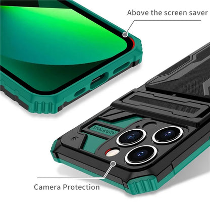 For iPhone 15 Pro Max Case Anti-scratch PC+TPU Mobile Phone Protector with Card Slotish Green