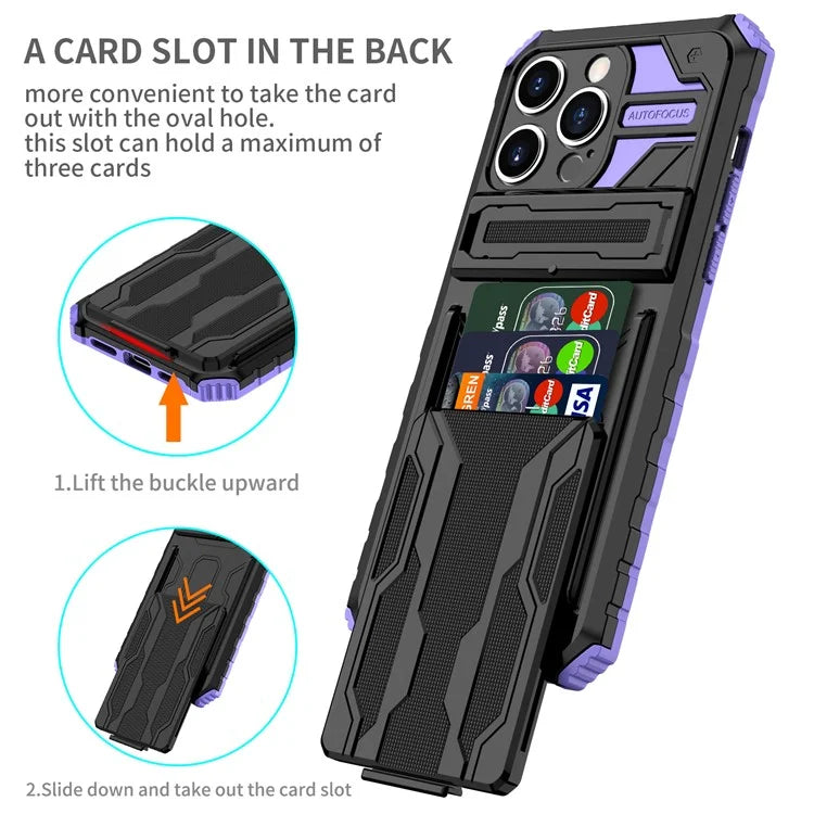 For iPhone 15 Pro Max Case Anti-scratch PC+TPU Mobile Phone Protector with Card Slot