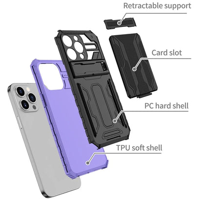 For iPhone 15 Pro Max Case Anti-scratch PC+TPU Mobile Phone Protector with Card Slot
