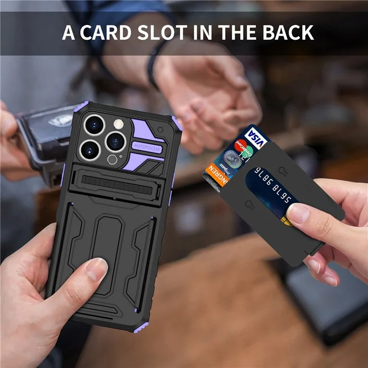 For iPhone 15 Pro Max Case Anti-scratch PC+TPU Mobile Phone Protector with Card Slot