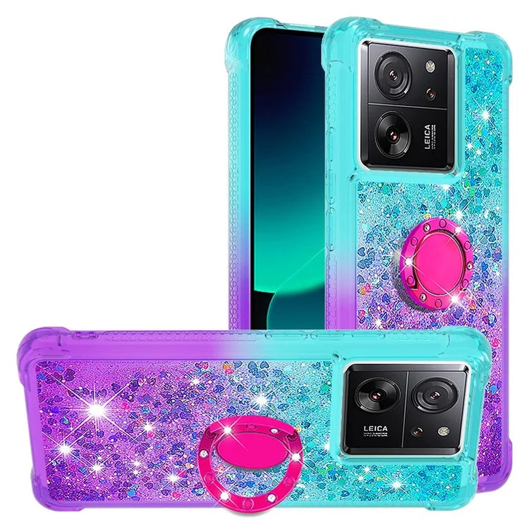 YB Quicksand Series-8 for Xiaomi 13T / 13T Pro / Redmi K60 Ultra Case Floating Sparkle Gradient Kickstand Phone Cover