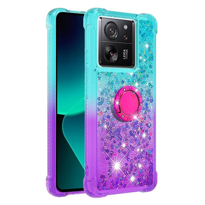 YB Quicksand Series-8 for Xiaomi 13T / 13T Pro / Redmi K60 Ultra Case Floating Sparkle Gradient Kickstand Phone Cover