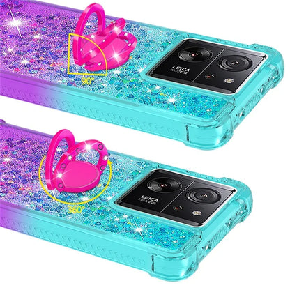 YB Quicksand Series-8 for Xiaomi 13T / 13T Pro / Redmi K60 Ultra Case Floating Sparkle Gradient Kickstand Phone Cover