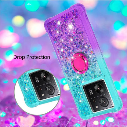 YB Quicksand Series-8 for Xiaomi 13T / 13T Pro / Redmi K60 Ultra Case Floating Sparkle Gradient Kickstand Phone Cover