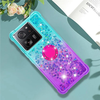 YB Quicksand Series-8 for Xiaomi 13T / 13T Pro / Redmi K60 Ultra Case Floating Sparkle Gradient Kickstand Phone Cover