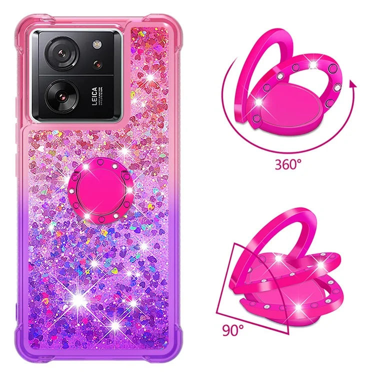 YB Quicksand Series-8 for Xiaomi 13T / 13T Pro / Redmi K60 Ultra Case Floating Sparkle Gradient Kickstand Phone Cover