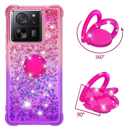 YB Quicksand Series-8 for Xiaomi 13T / 13T Pro / Redmi K60 Ultra Case Floating Sparkle Gradient Kickstand Phone Cover